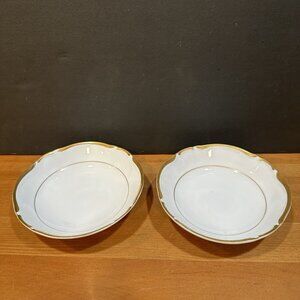 Vintage Gold Trim White Japan Berry Dessert Bowls Set Of 2 5.5"
